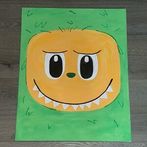 Labubu-Colored Green Grape - Hand-Painted Wall Art